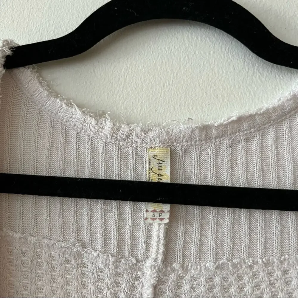 Free People Sunset Park V-Neck Thermal Long Sleeve Tee